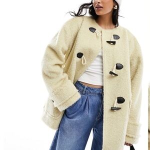 ASOS Women's Oversized‎ Duffle Coat Cream Sz L